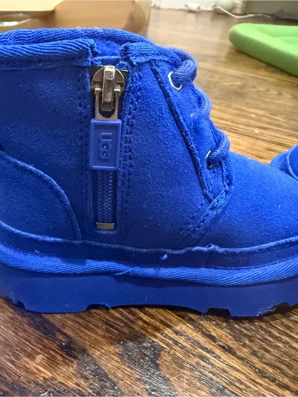 UGG Kids Electric Blue Plush-Lined Lace-Up Boots